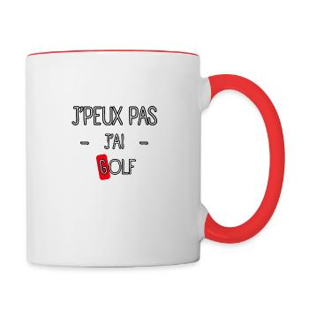 J'peux pas j'ai Golf - Mug contrasté - blanc/rouge - Droite