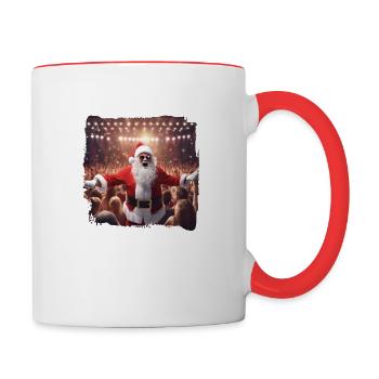 Party Santa - Weihnachtsmann auf der Tanzfläche - Tasse zweifarbig - Weiß/Rot - Rechts