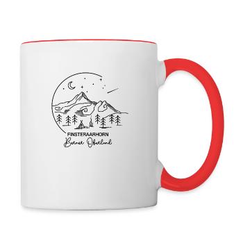 Finsteraarhorn Wandern Berner Oberland Andenken - Tasse zweifarbig - Weiß/Rot - Rechts