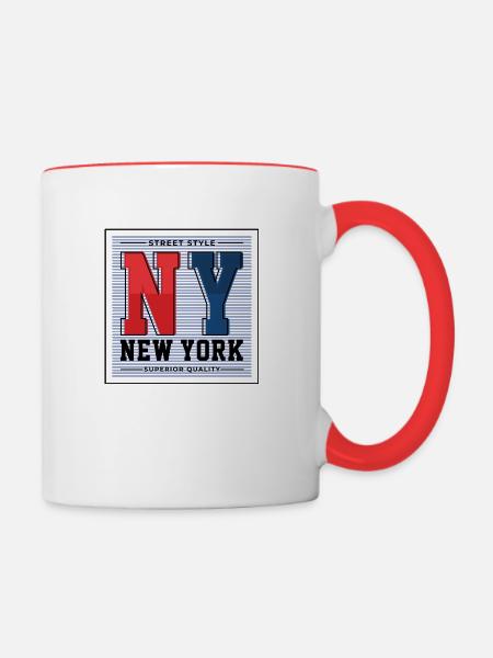 New York - Tasse zweifarbig - Weiß/Rot