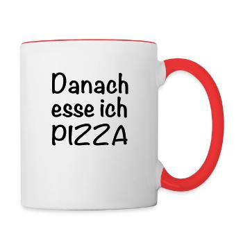 Ensuite, je mange de la PIZZA - Mug contrasté - blanc/rouge - Droite