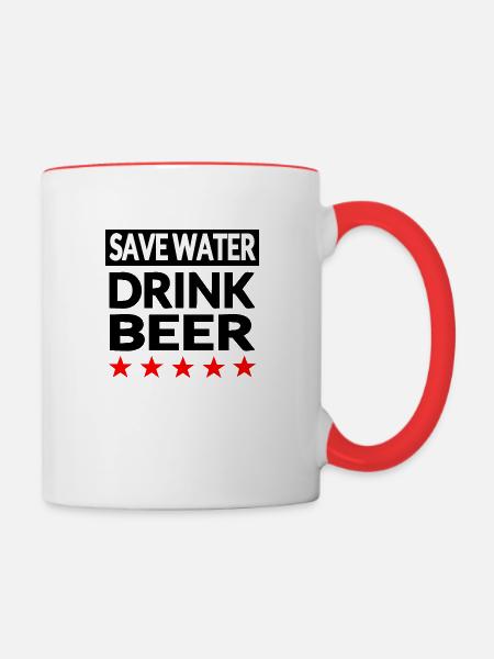 Bier - Tasse zweifarbig - Weiß/Rot