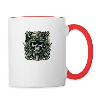 Guerrier ultime : Crâne militaire - Mug contrasté - blanc/rouge - Droite