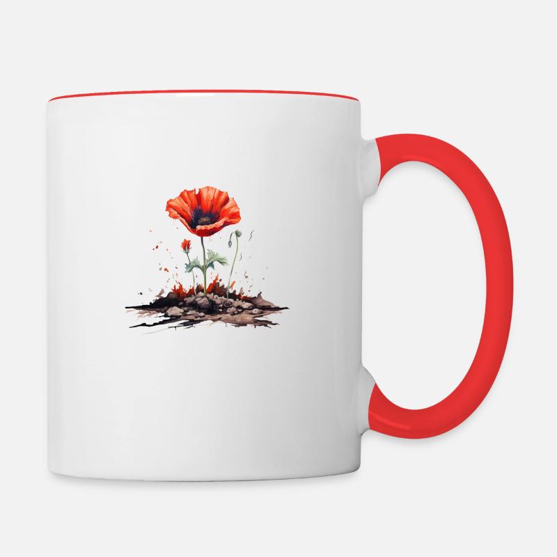 Fleur de pavot - Mug contrasté - blanc/rouge