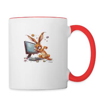 Lapin de Pâques fou II - Mug contrasté - blanc/rouge - Droite
