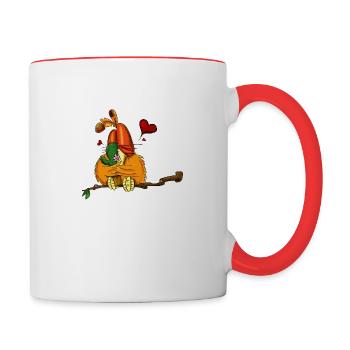 RabatzSpatz Liebe tut weh komischer Vogel - Tasse zweifarbig - Weiß/Rot - Rechts
