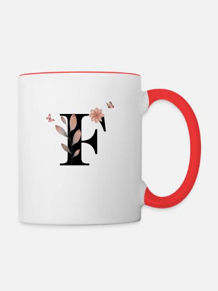 Buchstabe f Wildblumen Aquarelle - Tasse zweifarbig - Weiß/Rot