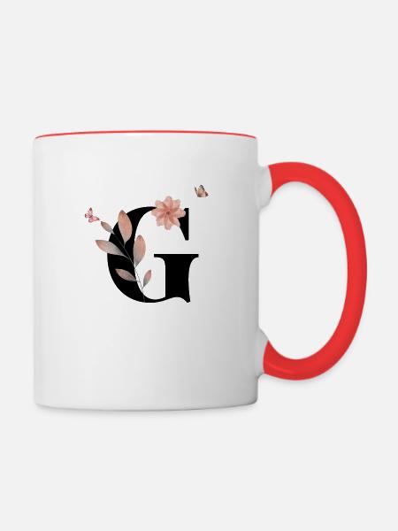Buchstabe g Wildblumen Aquarelle - Tasse zweifarbig - Weiß/Rot