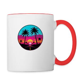 Miami Sunset Road - Contrasting Mug - white/red - Right