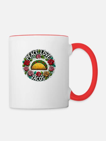 Frieden Liebe Tacos - Tasse zweifarbig - Weiß/Rot
