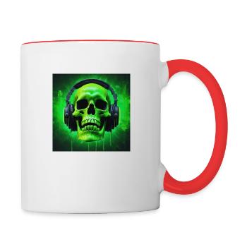 Totenschädel Neon Grün - Tasse zweifarbig - Weiß/Rot - Rechts