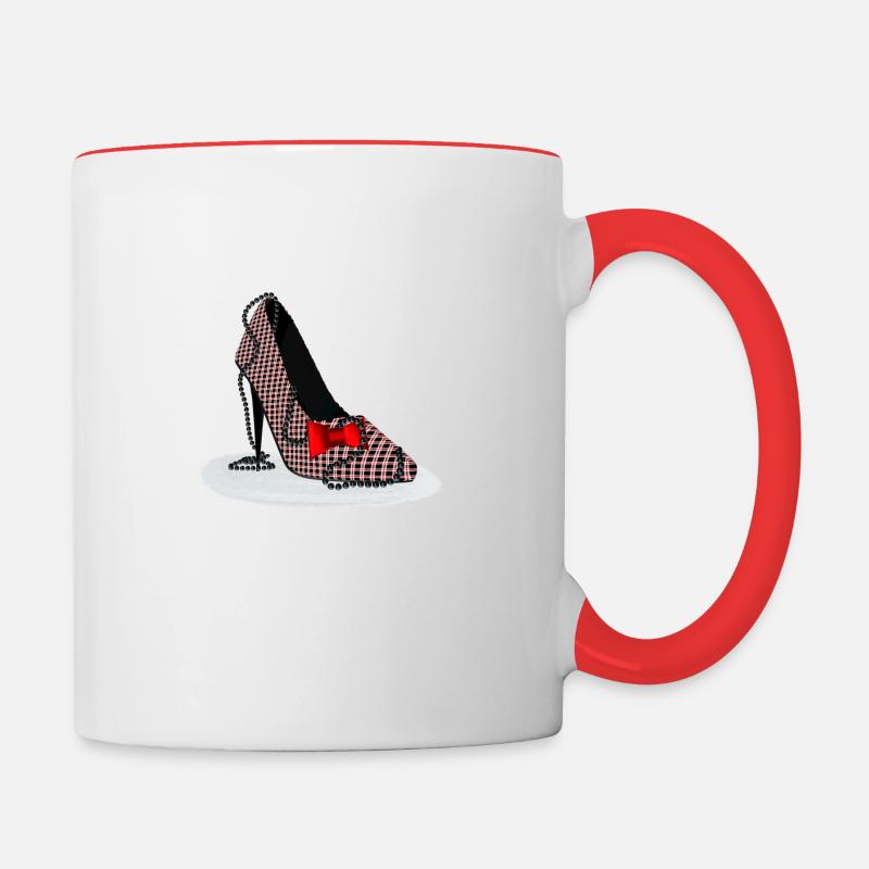 High Heels – Scottish Check Pattern - Contrasting Mug - white/red