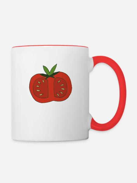 tomate halbiert - Tasse zweifarbig - Weiß/Rot