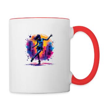 femme hip hop - Mug contrasté - blanc/rouge - Droite