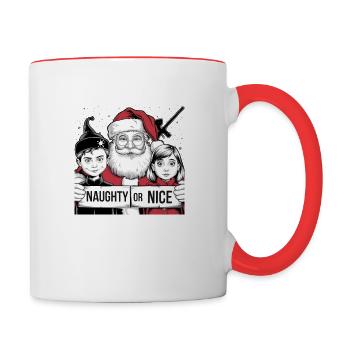 Vilain ou gentil joueur de paintball Le Père Noël demande ? - Mug contrasté - blanc/rouge - Droite