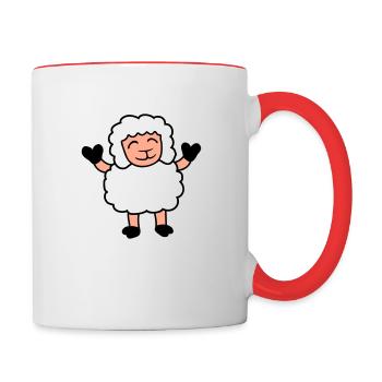 Schaf Baby Steht Süß Niedlich Lamm Kind Glücklich - Tasse zweifarbig - Weiß/Rot - Rechts