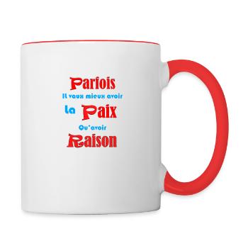 Sometimes it's better to have peace - Contrasting Mug - white/red - Right