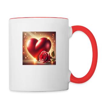 Valentinstag Herz Rose * - Tasse zweifarbig - Weiß/Rot - Rechts