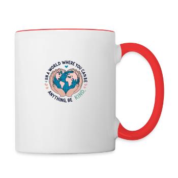 Be Kind World Compassion et unité sincères - Mug contrasté - blanc/rouge - Droite