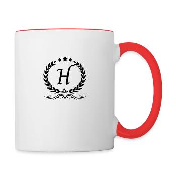 Buchstabe h Krone - Tasse zweifarbig - Weiß/Rot - Rechts