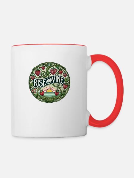 Rise and Vine - Tasse zweifarbig - Weiß/Rot