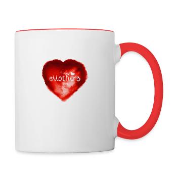 Happy Mother's Day phrase with a red watercolor he - Tasse zweifarbig - Weiß/Rot - Rechts