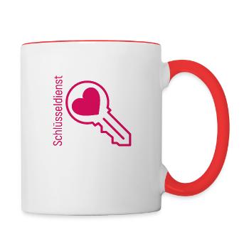 Schlüsseldienst - Tasse zweifarbig - Weiß/Rot - Rechts
