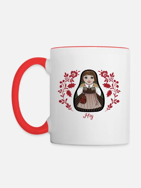 Höchste Inta mit Blumen. - Tasse zweifarbig - Weiß/Rot