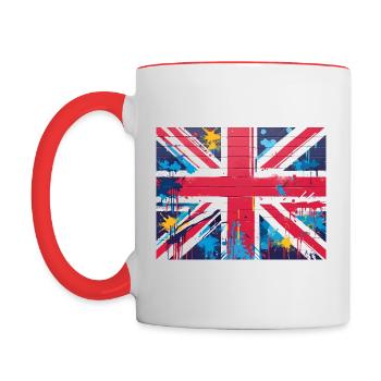 British Flag Graffiti Art - Contrasting Mug - white/red - Left