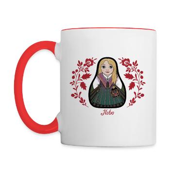 Ilsbostinta with flowers. - Contrasting Mug - white/red - Left