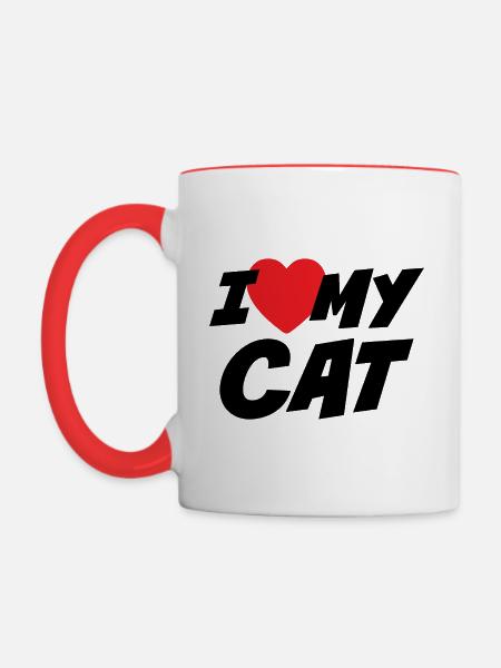 Ich liebe meine Katze - Tasse zweifarbig - Weiß/Rot