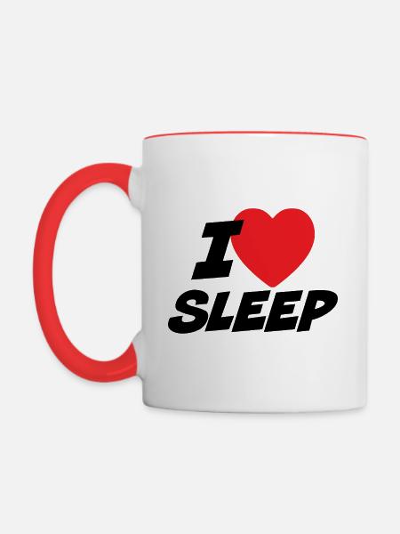 Ich liebe Schlaf - Tasse zweifarbig - Weiß/Rot