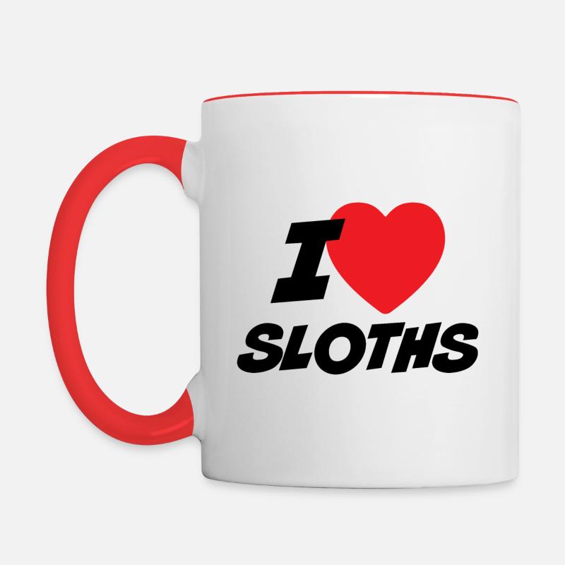 I Love Sloths - Contrasting Mug - white/red