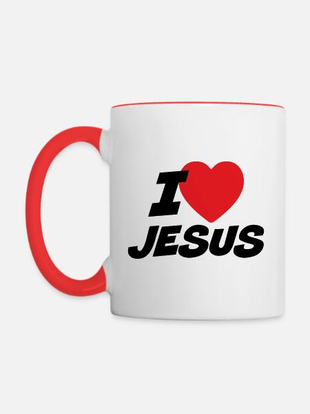 Ich liebe Jesus - Tasse zweifarbig - Weiß/Rot