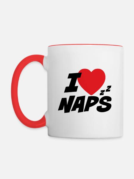 Ich liebe Nickerchen - Tasse zweifarbig - Weiß/Rot