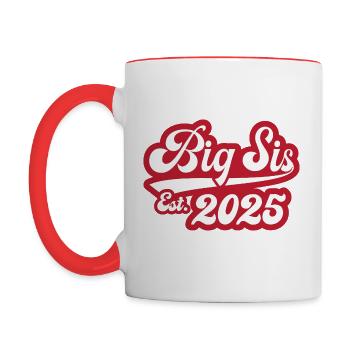 Big Sis Est 2025 - Contrasting Mug - white/red - Left