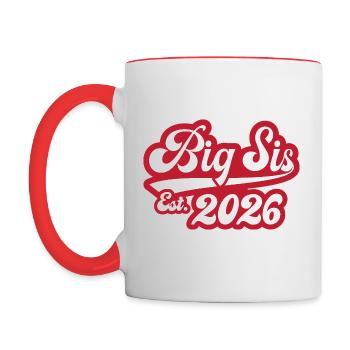 Big Sis Est 2026 - Contrasting Mug - white/red - Left