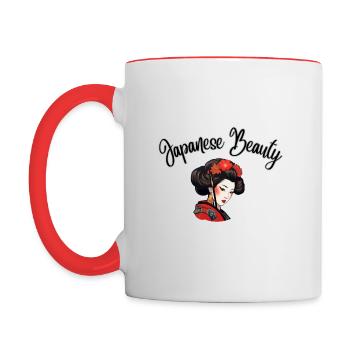 Japanese Beauty Geisha - Contrasting Mug - white/red - Left