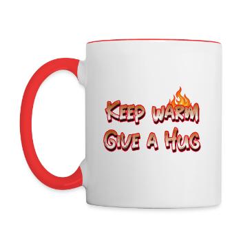 Continuez à vous étreindre - Mug contrasté - blanc/rouge - Gauche