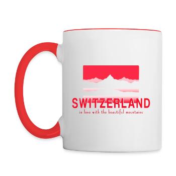 SWITZERLAND mountains - Contrasting Mug - white/red - Left
