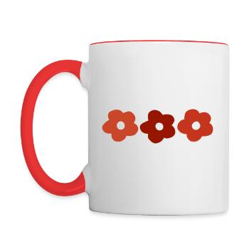 Fleurs rétro. - Mug contrasté - blanc/rouge - Gauche