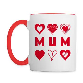 Red Hearts Mum - Contrasting Mug - white/red - Left