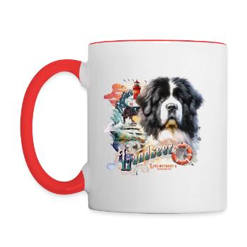 Landseer - Tasse zweifarbig - Weiß/Rot - Links