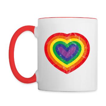 Konzentrischer Stolz Herz Vintage - Tasse zweifarbig - Weiß/Rot - Links