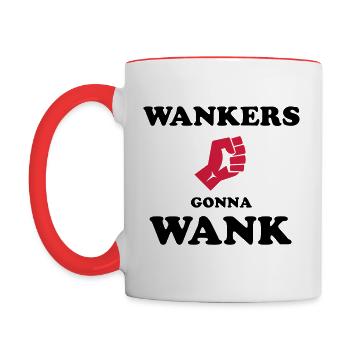 Haters gonna Hate Anspielung Wank als Vektor - Tasse zweifarbig - Weiß/Rot - Links