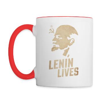 Lenin lebt - Tasse zweifarbig - Weiß/Rot - Links