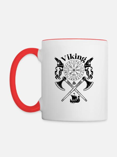 VIKING-Wikinger SYMBOLE-WIKINGER RUNEN - Tasse zweifarbig - Weiß/Rot
