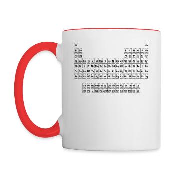 NOUVEAU Tableau périodique des éléments - Mug contrasté - blanc/rouge - Gauche