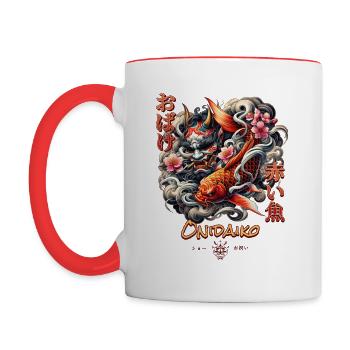 Ghost with Goldfish - Contrasting Mug - white/red - Left