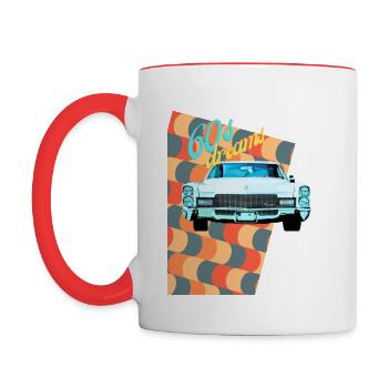 60er Träume / Sixties / Oldtimer - Tasse zweifarbig - Weiß/Rot - Links
